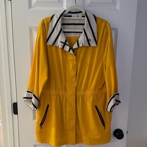 Gallery Yellow Trench Coat with Black and White Accents